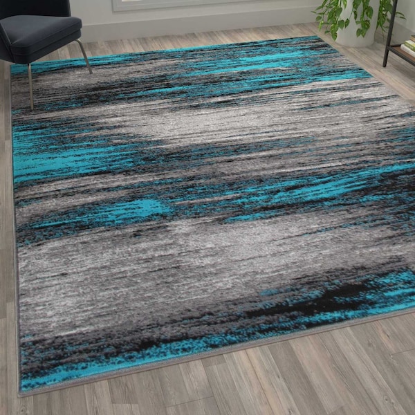 Flash Furniture Turquoise 6' x 9' Abstract Design Accent Area Rug ACD-RG1100-69-TQ-GG - main